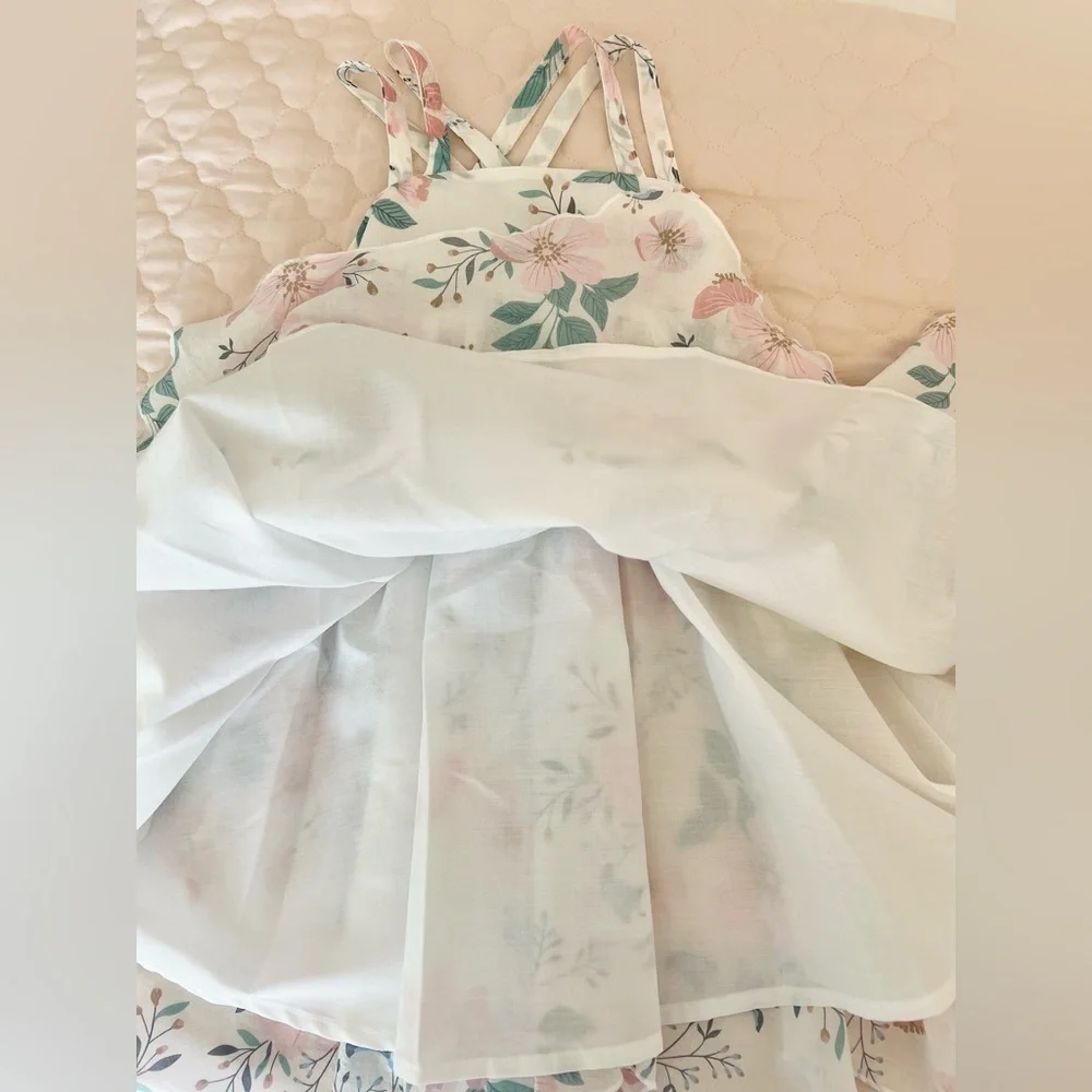Rachel Zoe White Handkerchief Sundress with Pink & Teal Floral Print | Girls 3T